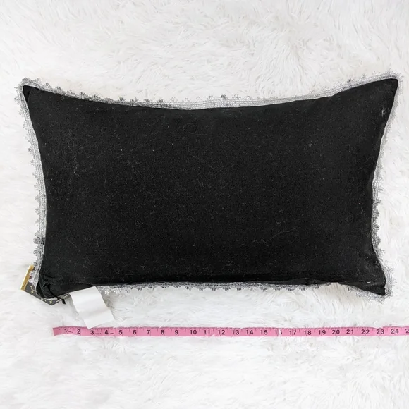 Salem's Haunting Boo White and Black Sequin Halloween Lumbar Pillow - Picture 5 of 7
